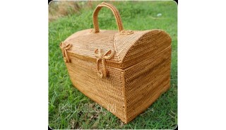 ethnic cosmetic box handmade from rattan ata grass hand woven